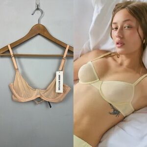 NWT UO Out From Under Isabelle Mesh Underwire Plunge Bra IN Nude 34 A